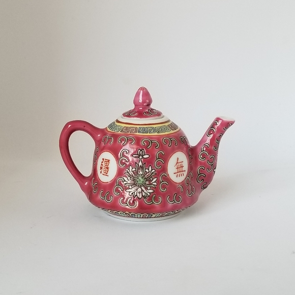 Vintage Mun Shou Jingdezhen Red Rose Longevity Miniature Chinese Tea Set - Picture 2 of 15